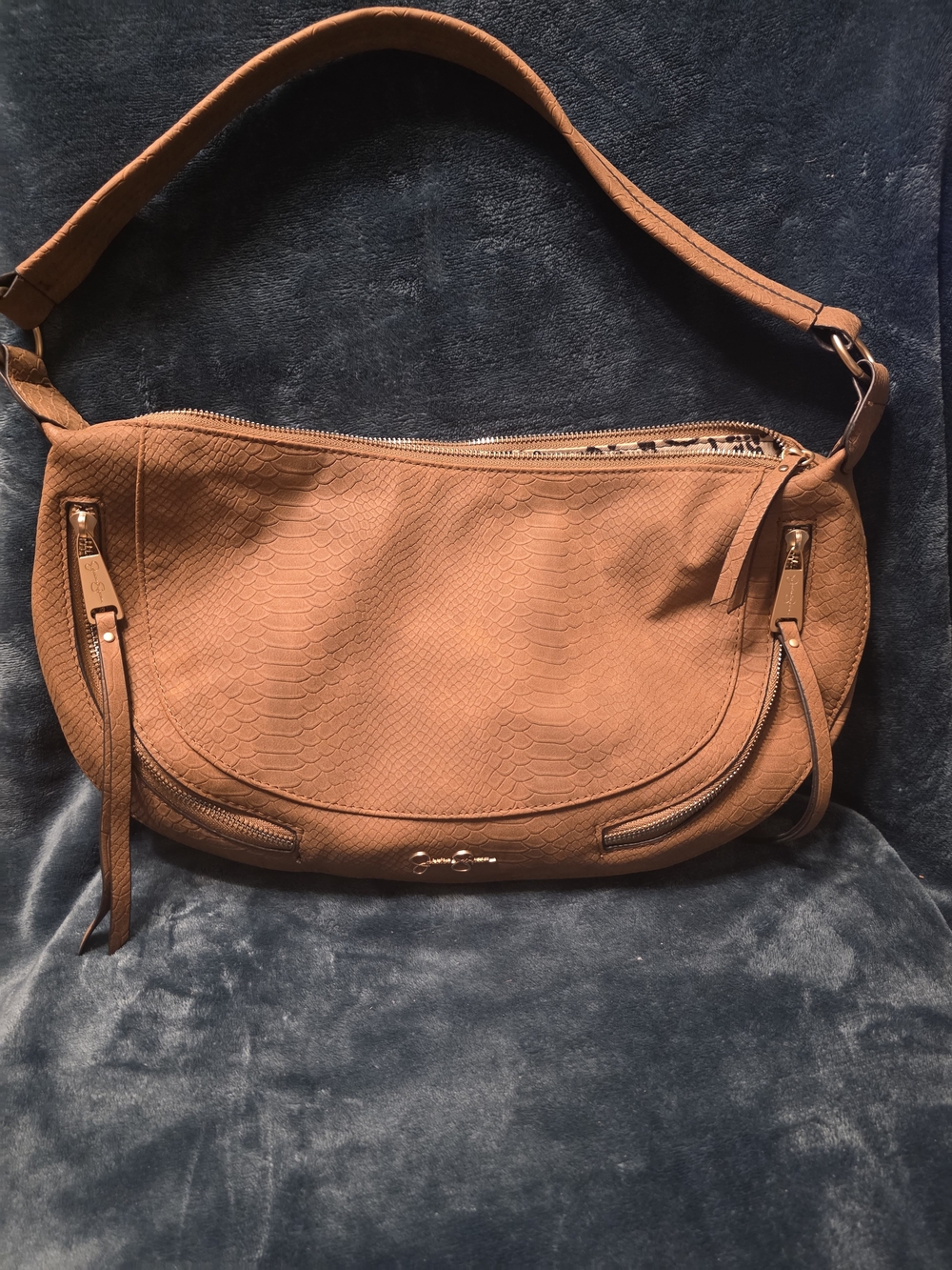 Jessica Simpson Tan Textured Shoulder Bag with Gold Hardware